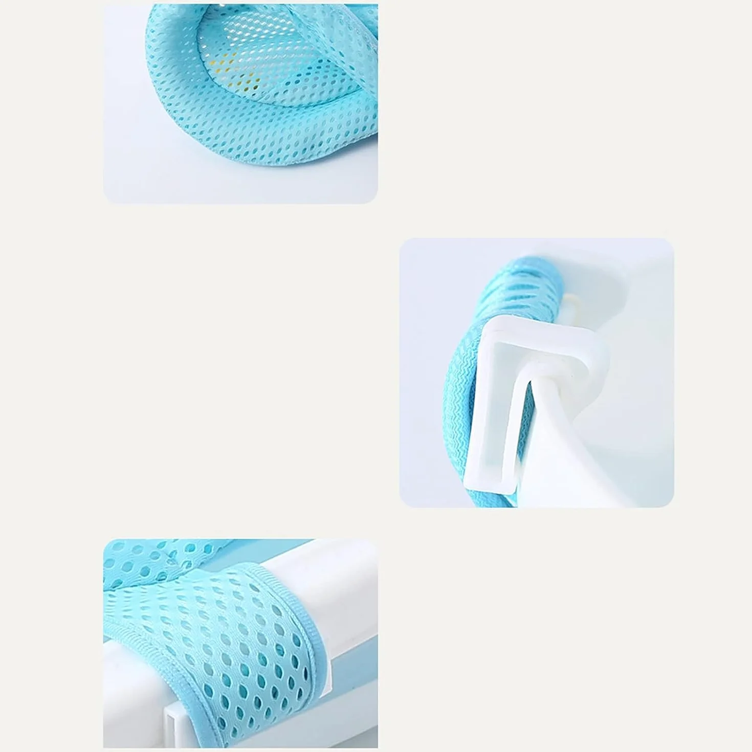 Tapis de Bain Bébé Filet de Bain antidérapant avec Ceinture de sécurité Maille réglable Bleu