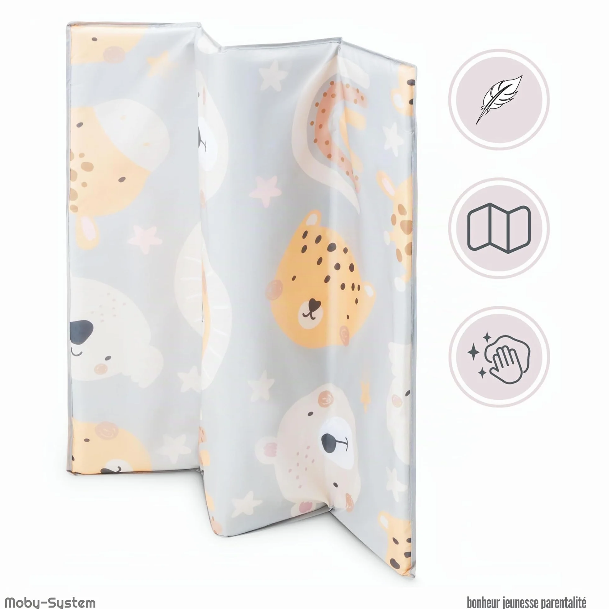 Moby-System Parc Bébé avec Matelas et Sac de Transport - Lit Parapluie Pliable, 97 x 100 x 77 cm