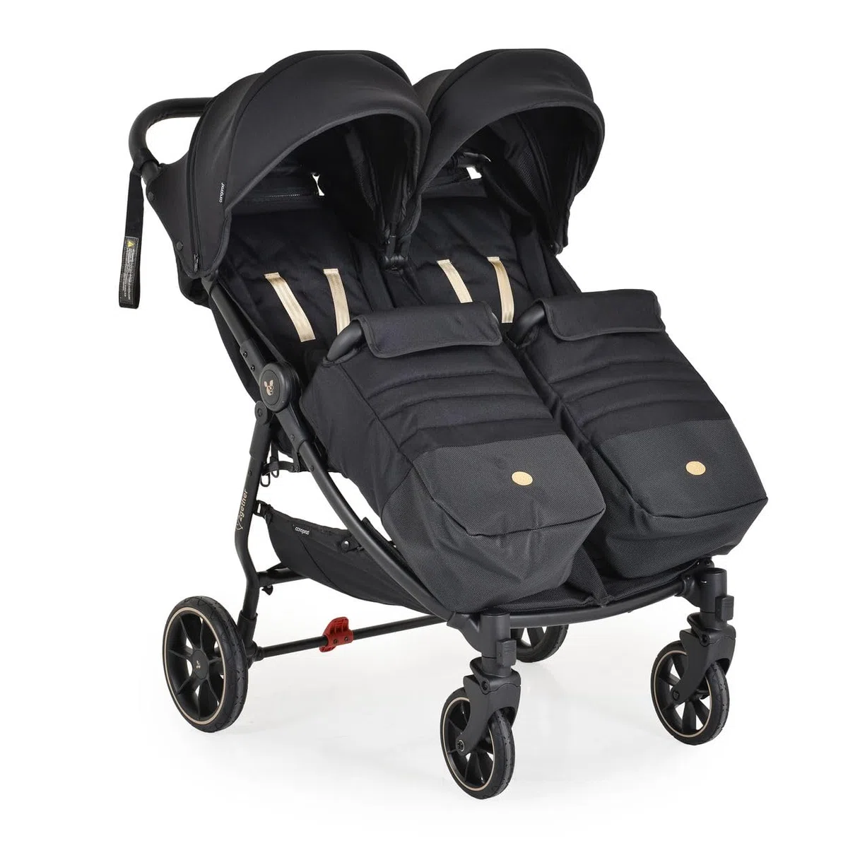 Cangaroo poussette jumelle 2Gether, couvre-pieds, cadre aluminium, pliable, coloris:noires
