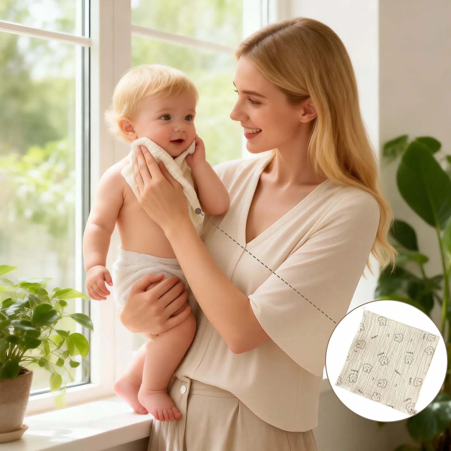 Langes Bebe Coton 25x25cm Lot 6 - Carre Coton Bebe Multi Usage Doux et Absorbants