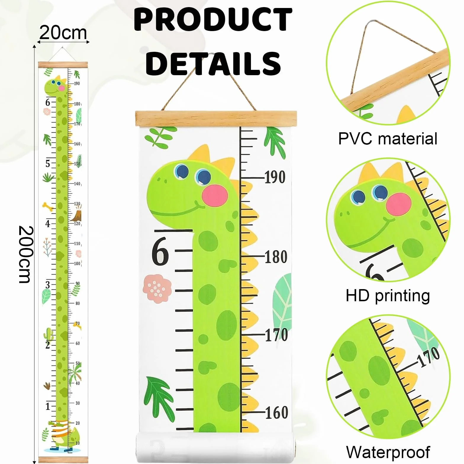 Toise Pliable en Bois Murale Enfant 200cm x 20cm CATOR