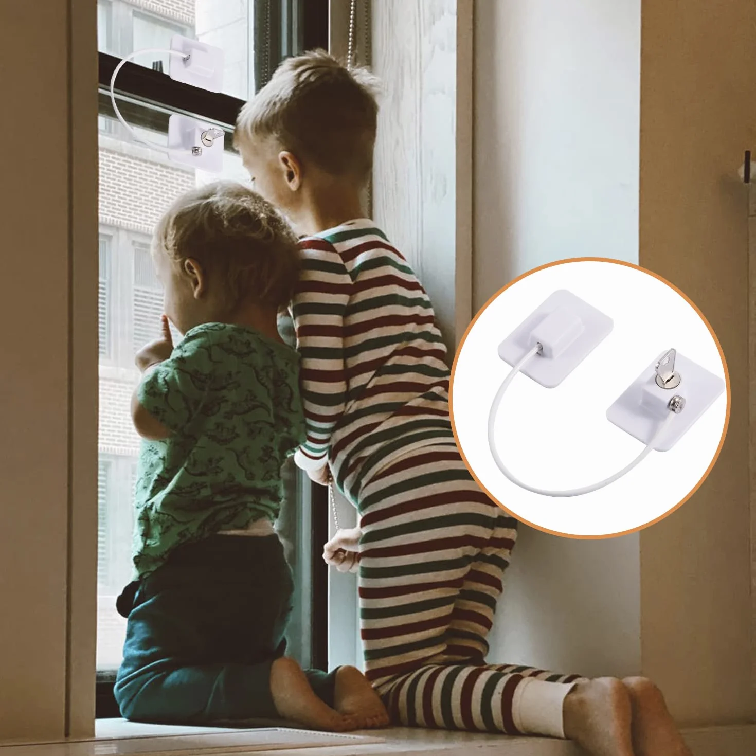 Serrure Protection Fenêtre Enfant avec 4 Clés, Forte Adhésif pour Porte Placard Armoire Tiroir
