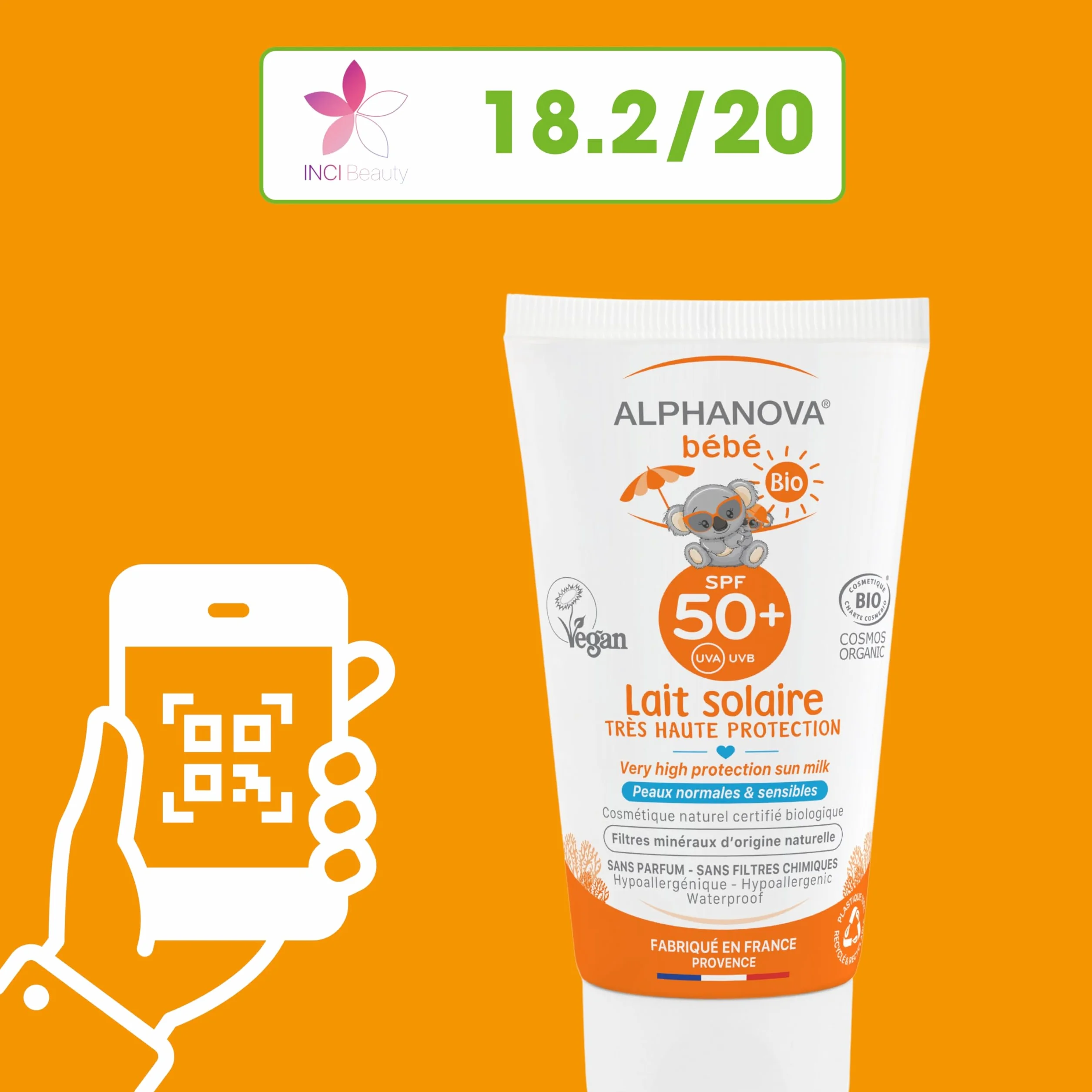 ALPHANOVA Crème solaire bébé SPF50+ Bio 50g