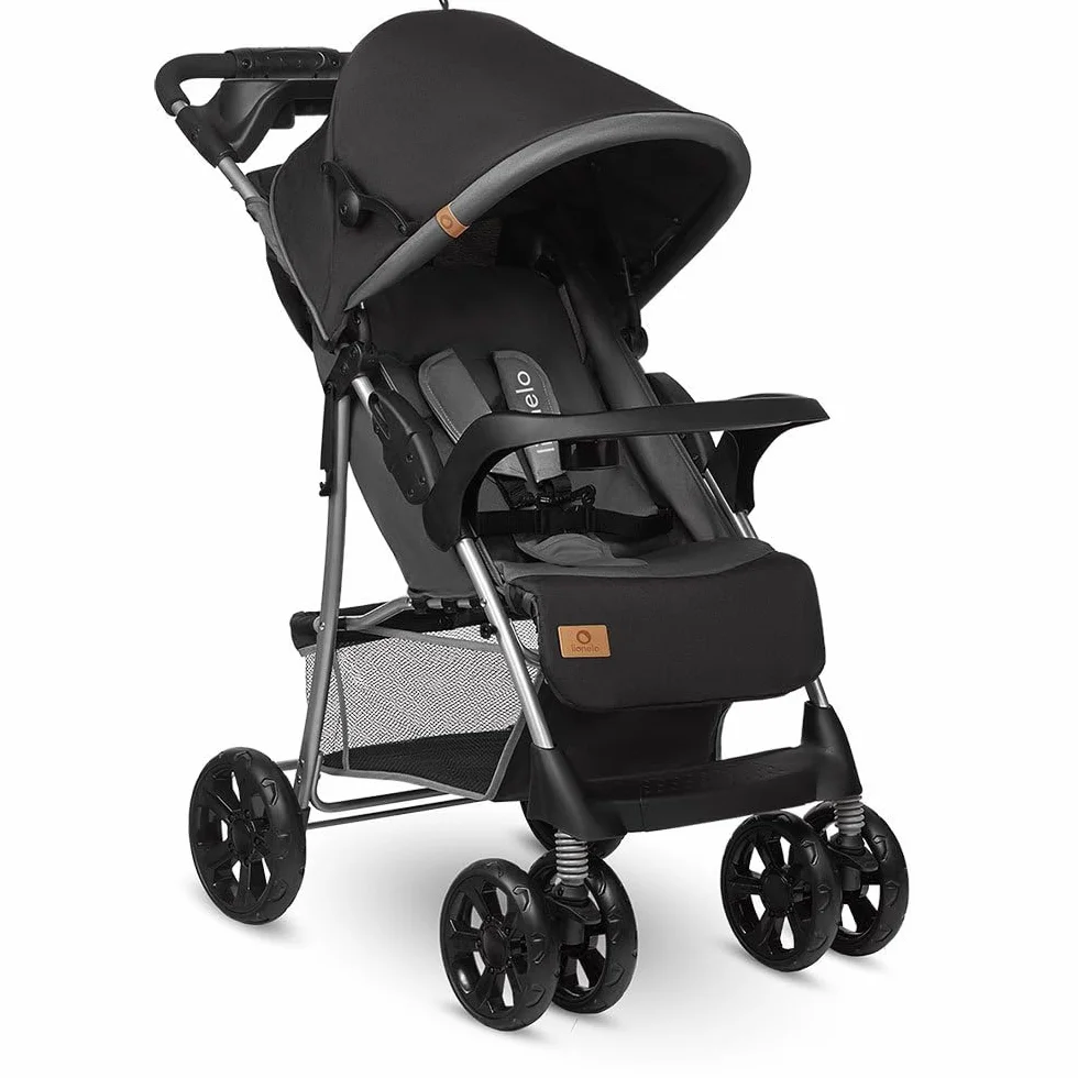 LIONELO Emma Plus poussette bébé 15 kg harnais 5 points pliage rapide amortisseurs sac inclus matelas STONE