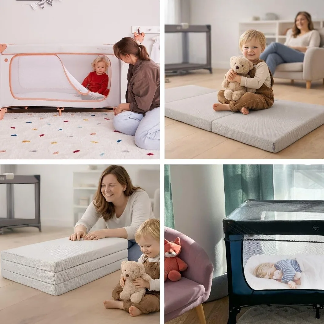 Hauck Dream N Play Plus Lit Parapluie Bébé Pliable avec Matelas, Moustiquaire, Sac de Transport – Dusty Cork