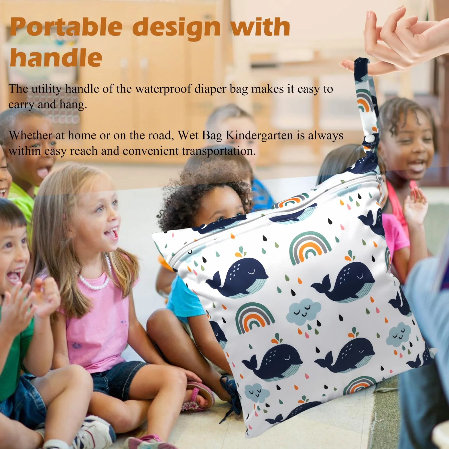 Sac à Couche Imperméable 4 Pièces Wetbag Fermeture Eclair Réutilisable Bébé Plage Piscine