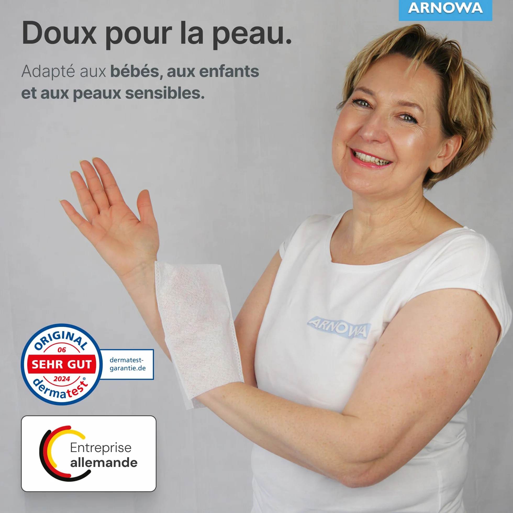 ARNOMED® Gant de Toilette Jetable en Molleton Hydrofuge pour Adultes & Bébés, 50 Pièces