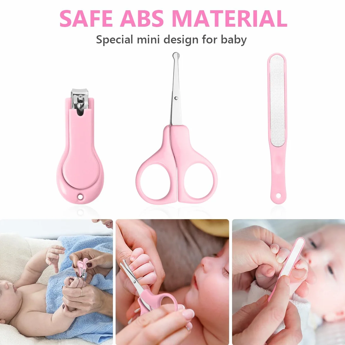 Vicloon Kit Soins des Ongles Bébé 5pcs Coupe-Ongles Ciseaux Lime Pince