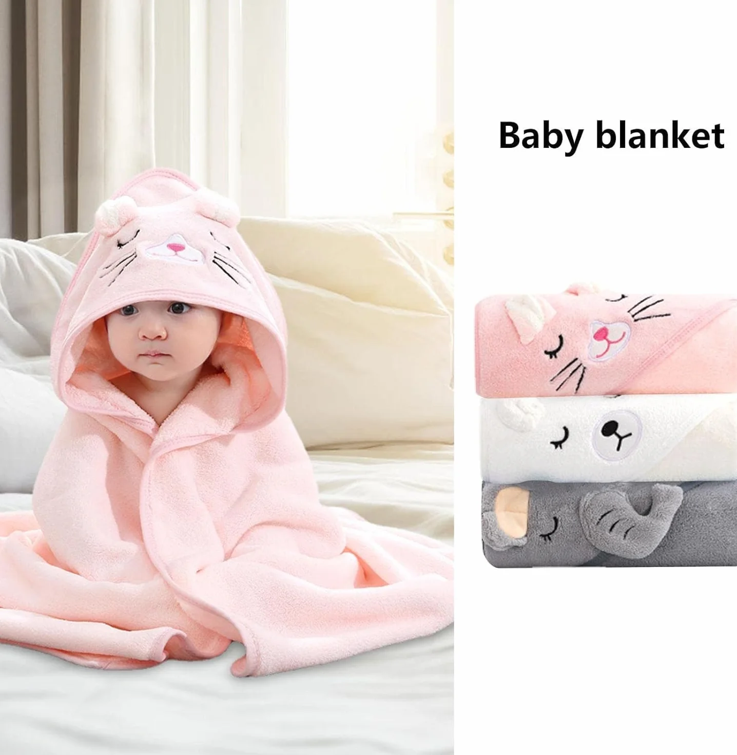 Serviette de Bain Bébé Capuche Extra Douce Absorbante Lot de 3 Cadeau Naissance