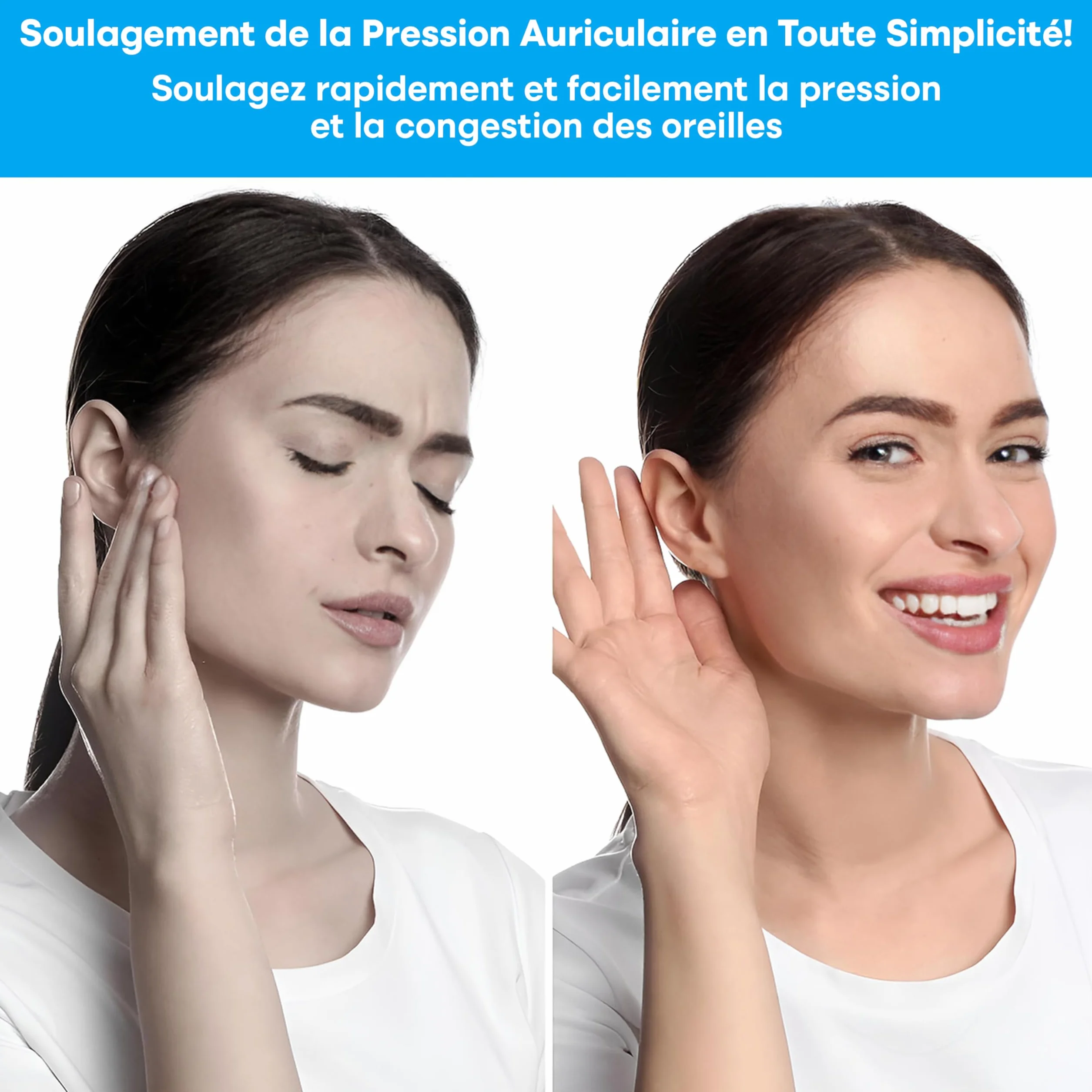 Déboucheur d'oreille d'Eustache pour Otite Séreuse et Infection Oreille Moyenne Adultes Enfants - 3 Embouts Nasaux, 3 Couvercles, 10 Ballons