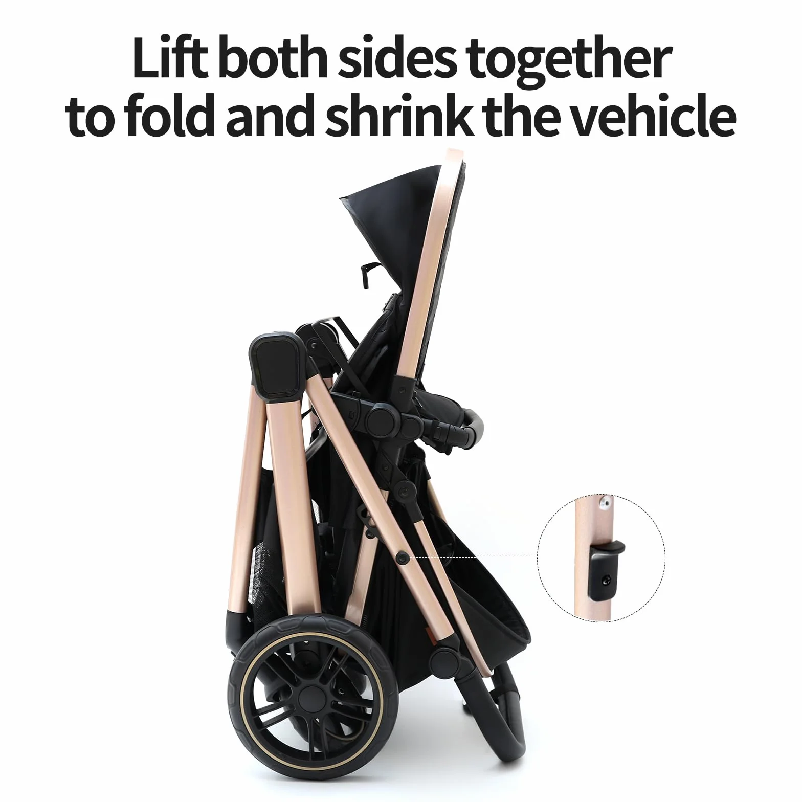 Poussette 3 en 1 Système de Voyage Pliable Pneus Caoutchouc 0-4 Ans