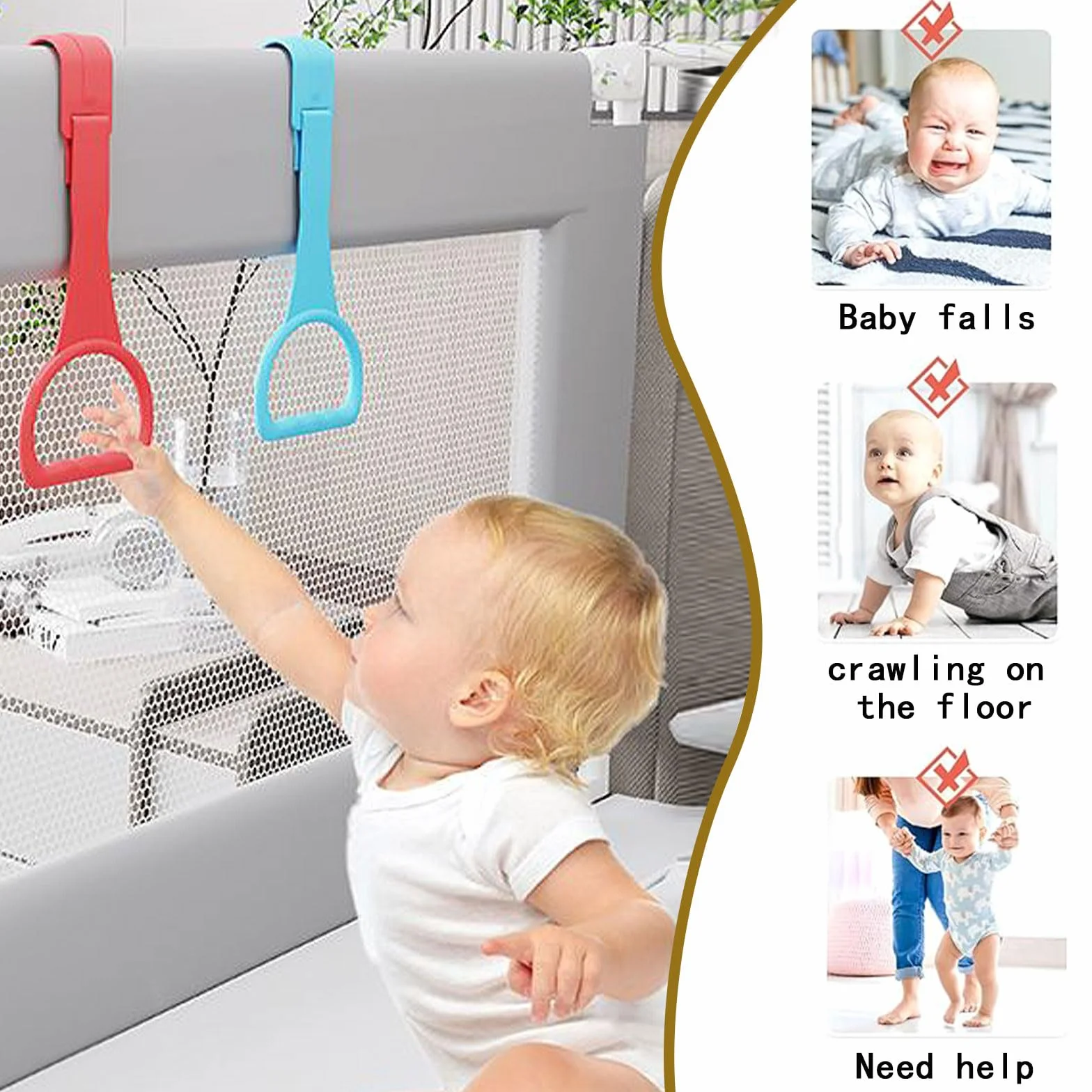 Anneau Parc Bebe 4 Pièces Anneaux pour Lit Bébé et Parc Entraînement Équilibre