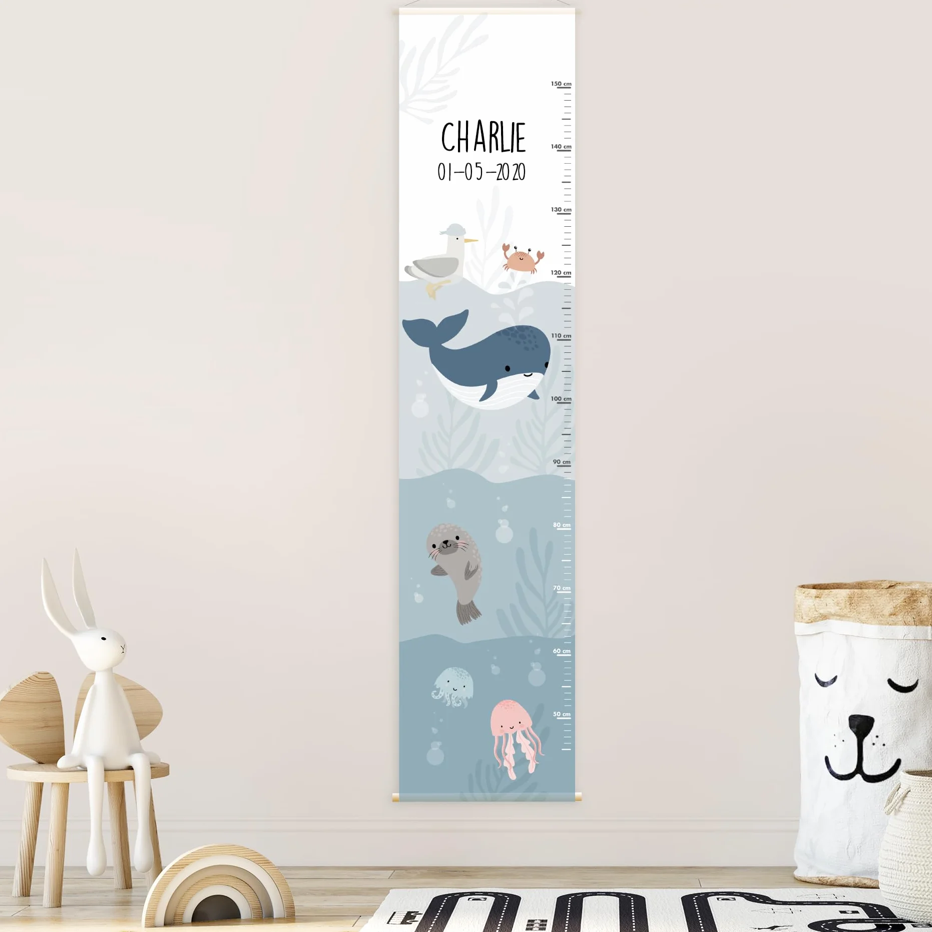 Bienmarquer Toise Murale Personnalisée Bébé Enfant Croissance Prénom Règle Hauteur Mesurer Taille Mer