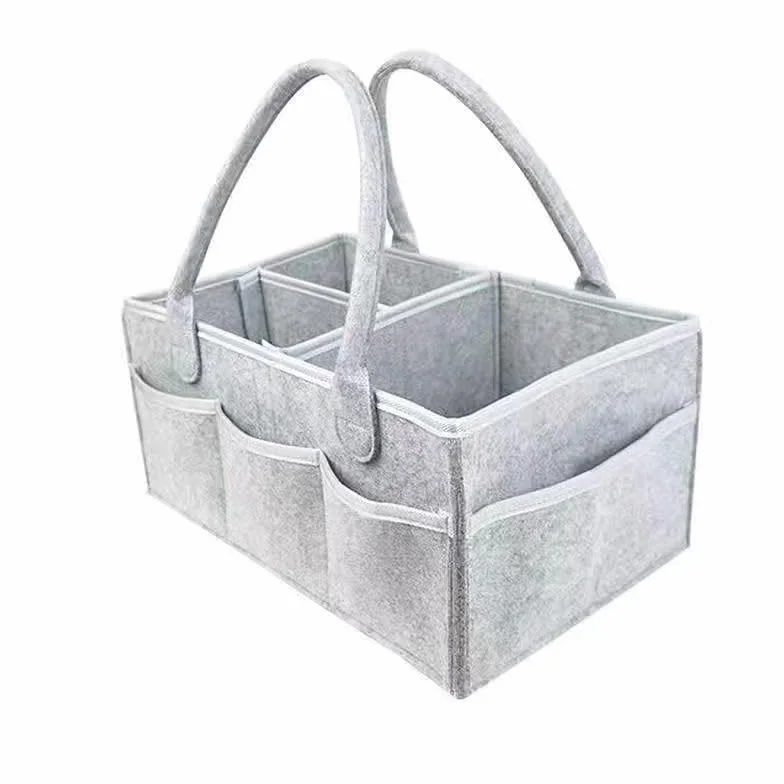 Organisateur de table à langer, panier gris clair avec compartiments, sac à couches, rangement couches biberons