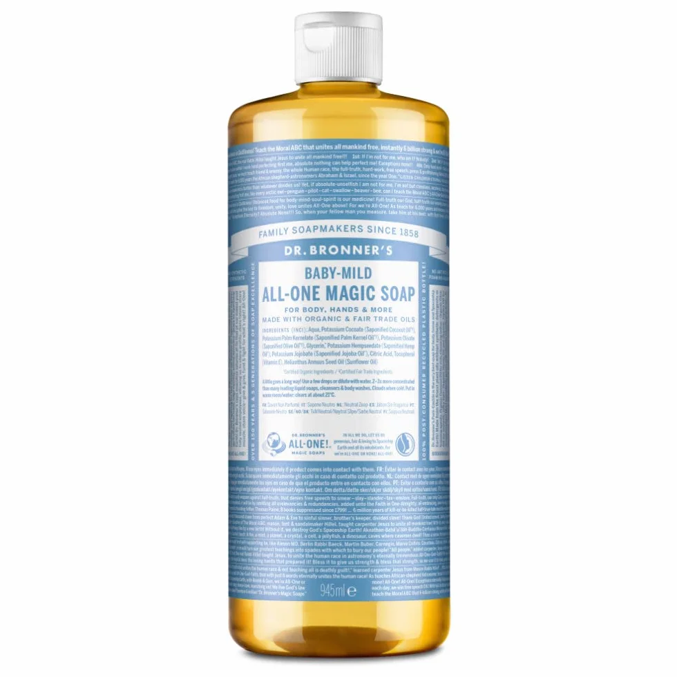 Dr. Bronner's Savon Liquide Bio Sans Parfum 945 ml 18-en-1 Multiusage Corps Visage Cheveux