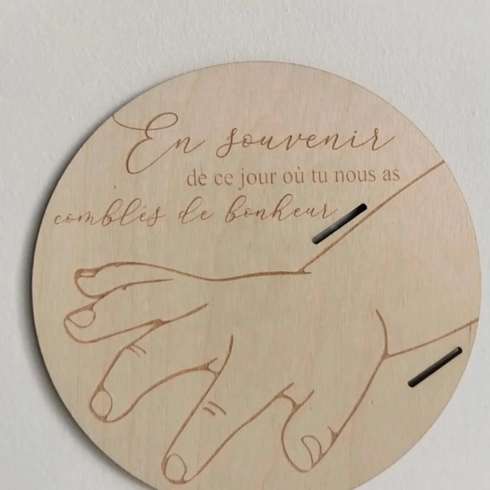 Souvenir de naissance bébé en bois avec gravure support bracelet coffre-fort citrouilles jalons