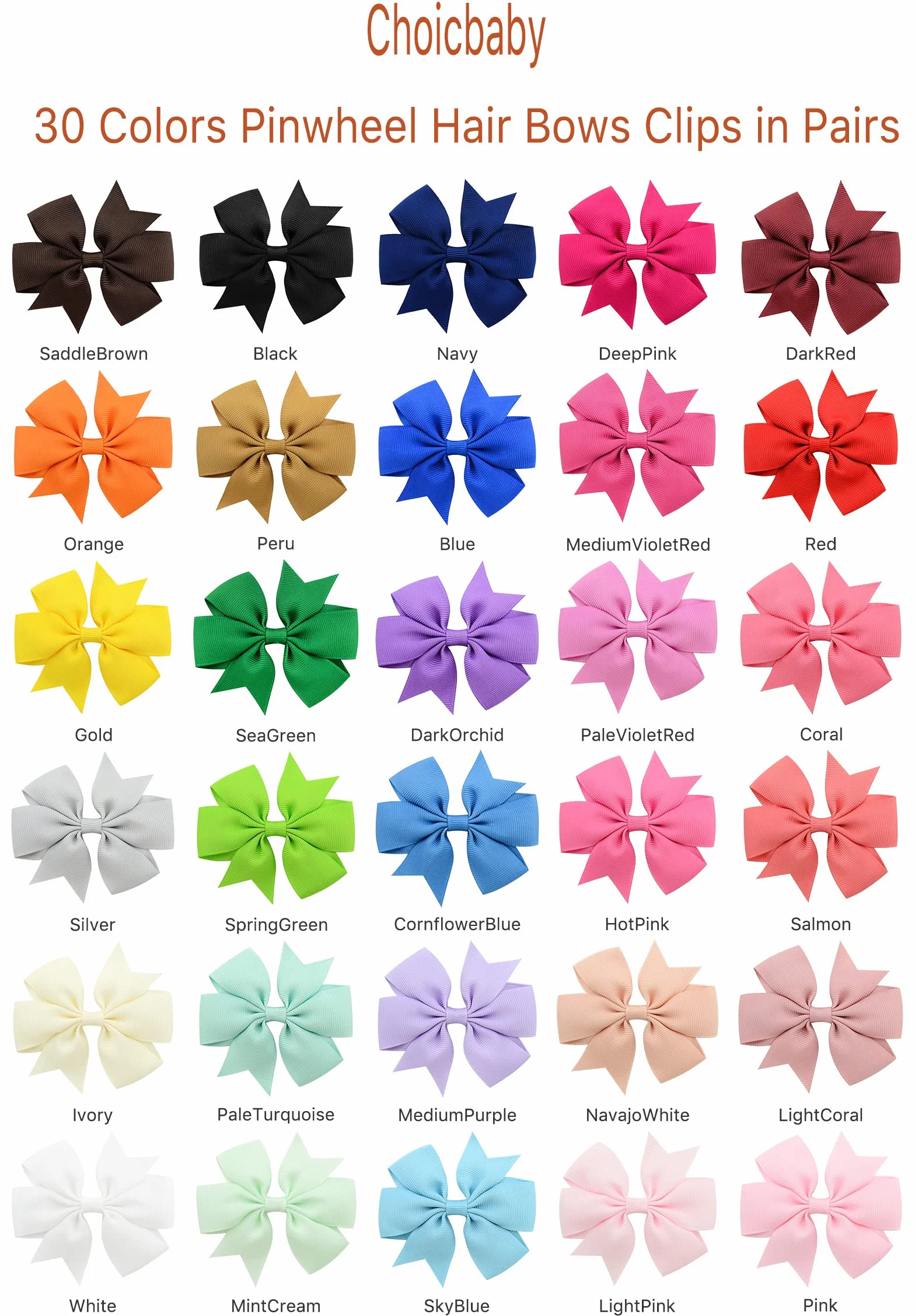 60 pcs 3 pouces bébé filles cheveux arcs pinces crocodile ruban gros-grain barrettes pour bébés enfants tout-petits adolescents