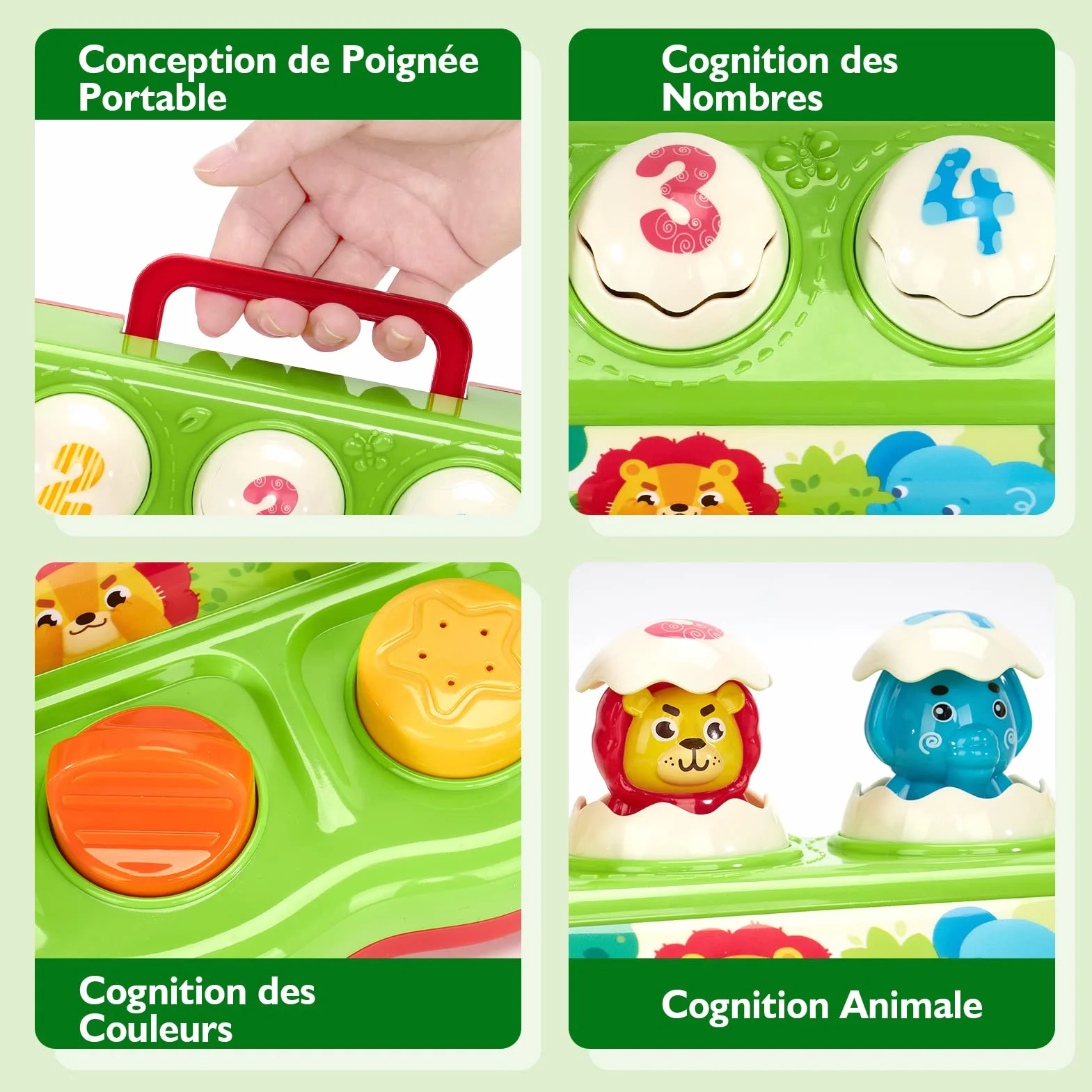 hahaland Jouet Montessori Bébé 1 an avec Musique et Lumières, Jouet Pop-up Animaux Couleurs Enfant 1-4 Ans