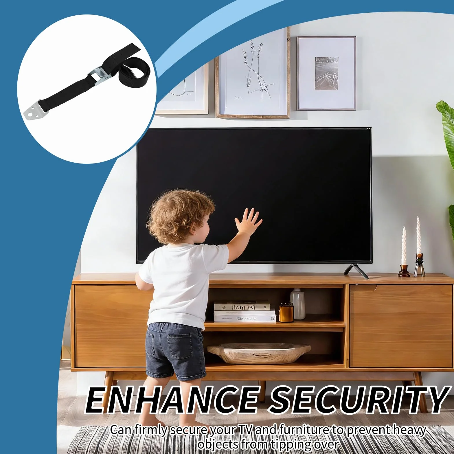 Sangles de Sécurité pour Meubles et TV Anti Basculement Réglables 2PCS