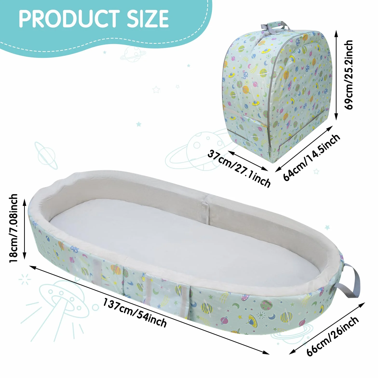 Lit de Voyage Portable Imperméable Pliable pour Enfant avec Matelas et Drap Lavable