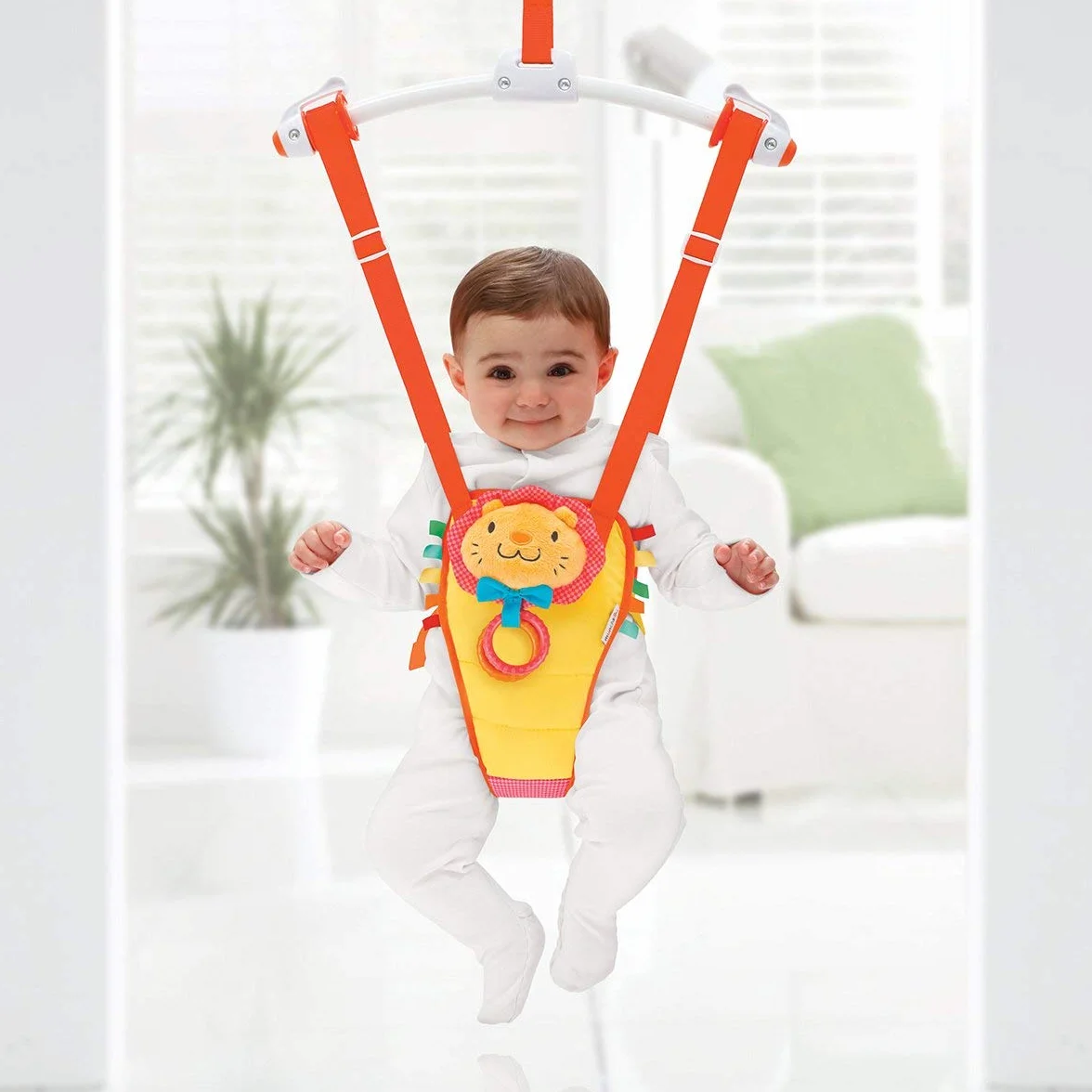 Munchkin Bouncer Cadre de Porte Bébé Bounce & Play | Bascule Réglable en Hauteur | Jouet Bébé avec Nez Sifflant & Anneaux de Morsure