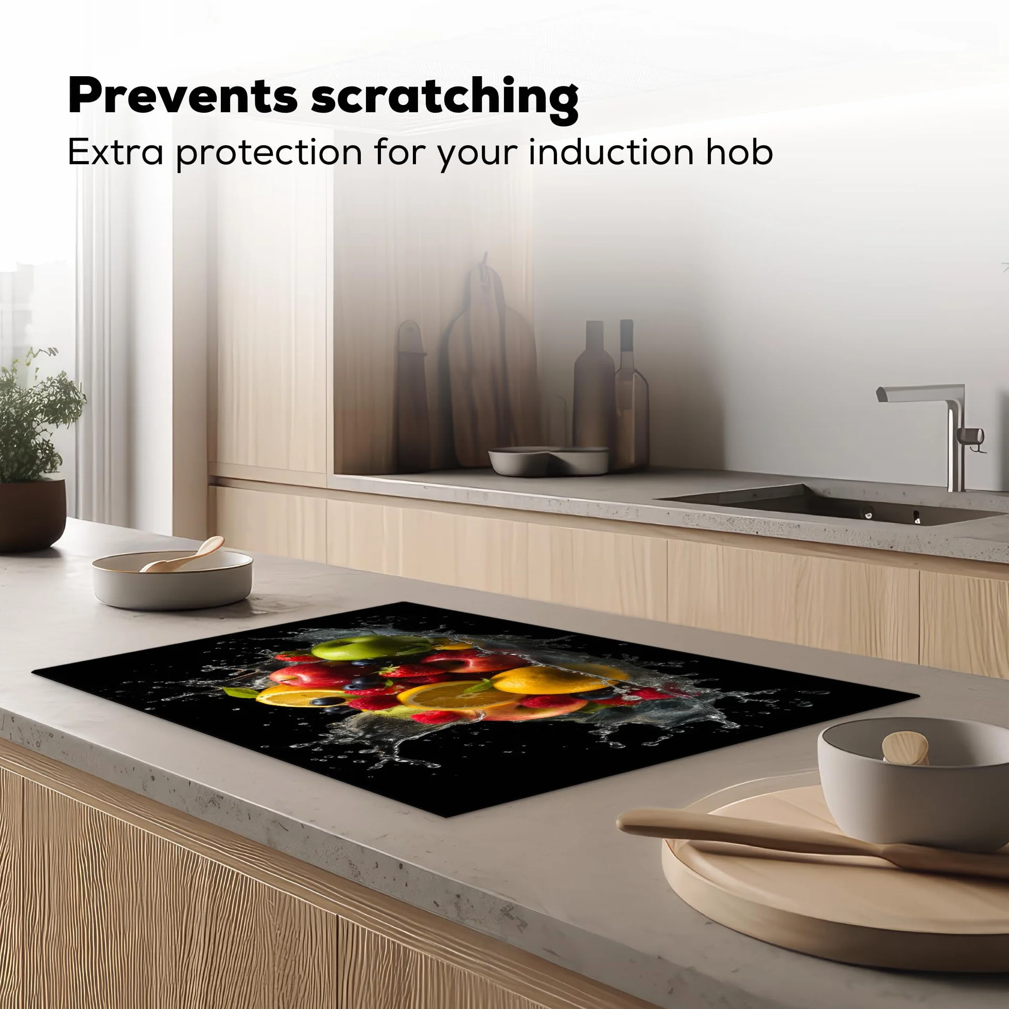 KitchenYeah Protège Plaque Induction 78x52 cm Décoration Cuisine Protection Plan de Travail Rouge