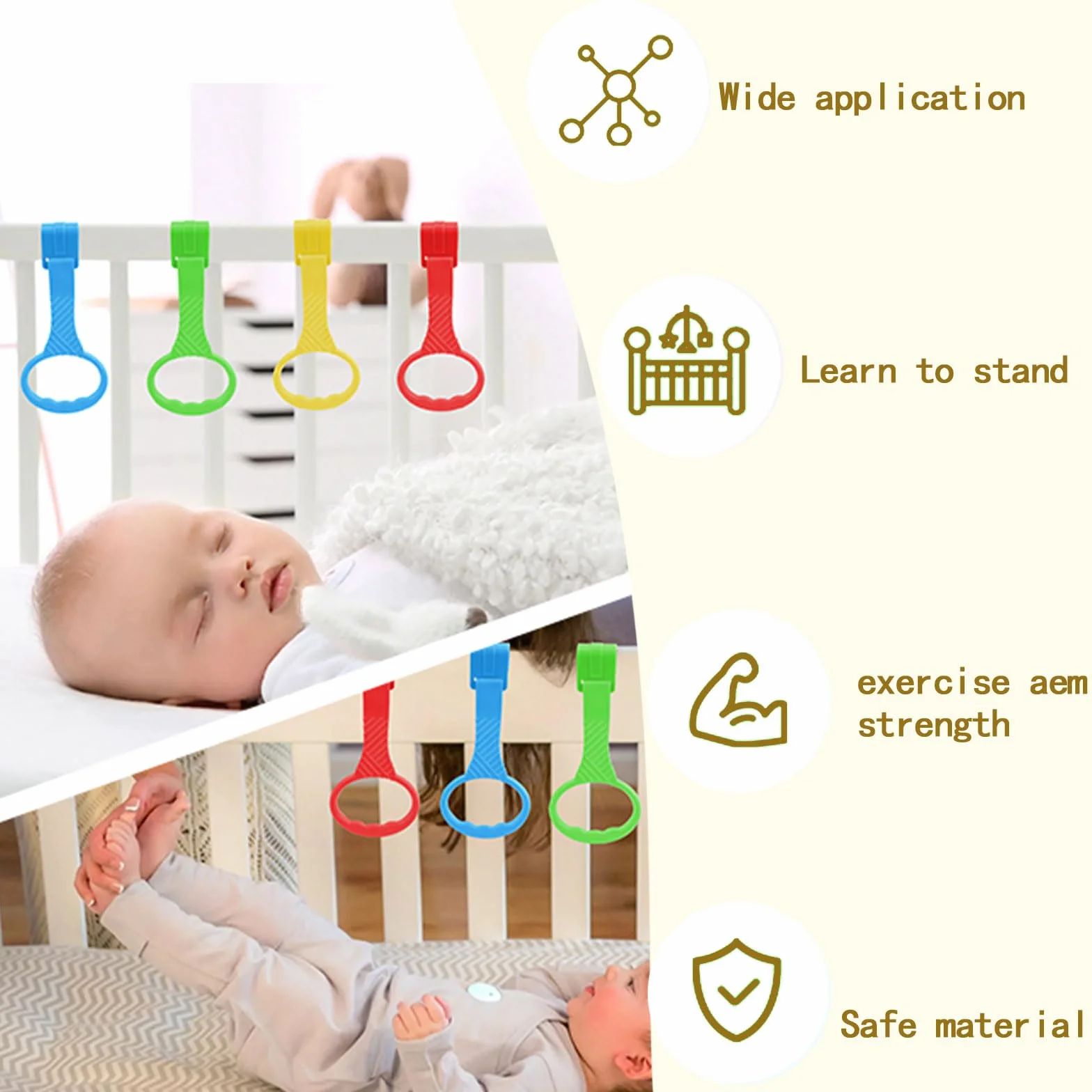 Anneau Parc Bebe 4 Pièces Anneaux pour Lit Bébé et Parc Entraînement Équilibre