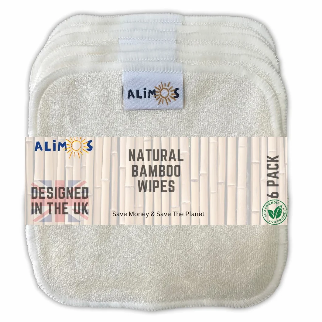 Lingettes démaquillantes en bambou réutilisables lavables 15 x 15 cm lot de 6