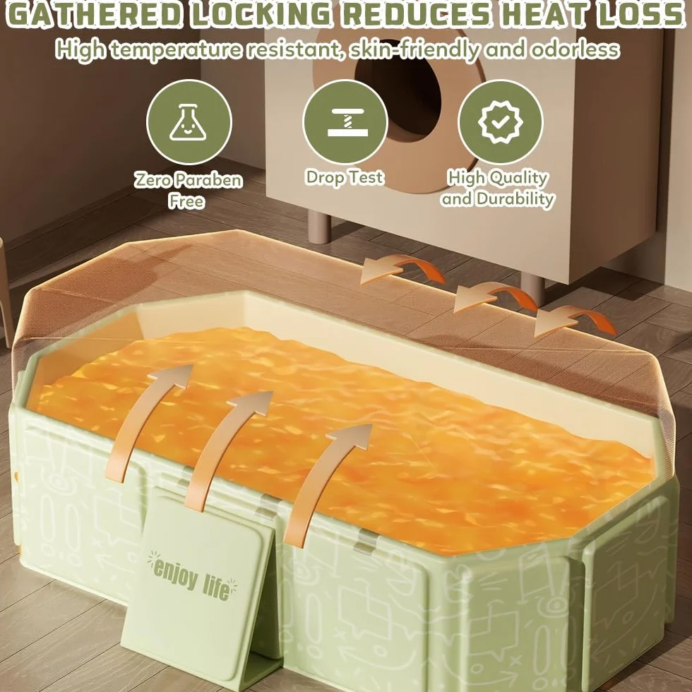NAVESO Baignoire Pliable Bébé 75x45x25 cm Portable 0-5 Ans XXL avec Bouchon Vidange