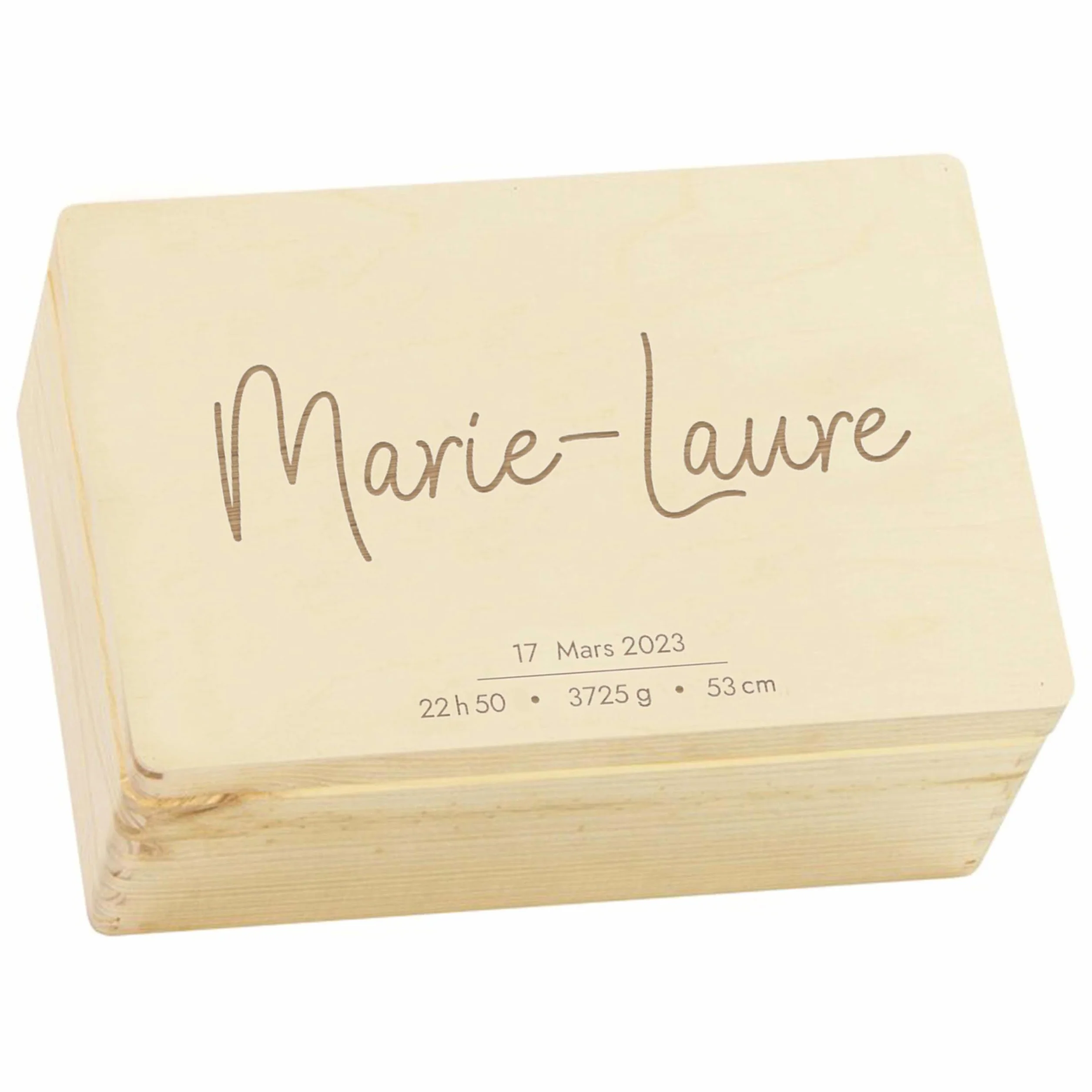 LAUBLUST Boîte à souvenirs bébé personnalisée - Cadeau de naissance avec prénom - Boîte en bois FSC® tailles S M L XL