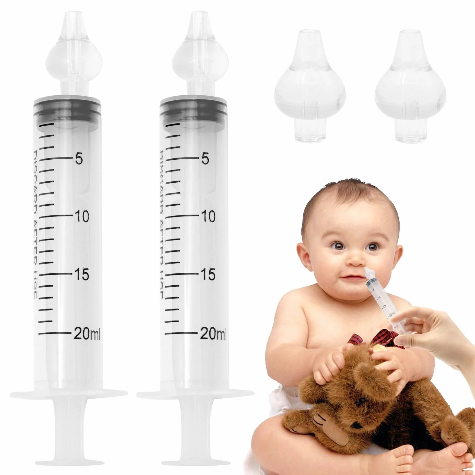 Seringue Nasale Bebe 20 ml avec 2 Embouts en Silicone Souple