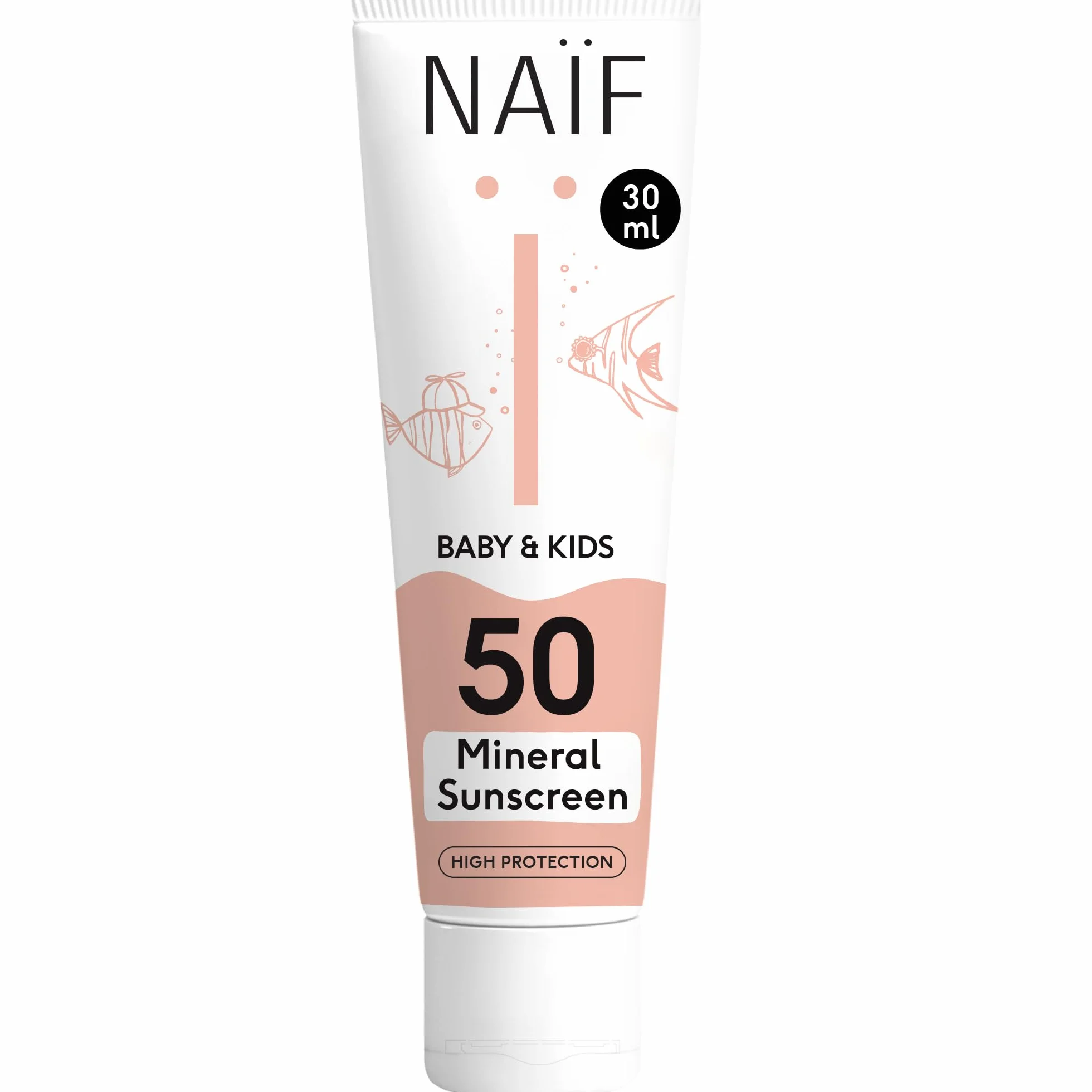 Naïf Crème Solaire Minérale Bébé & Enfant SPF 50 Protection UVA/UVB Résistante à l’Eau 30 ml