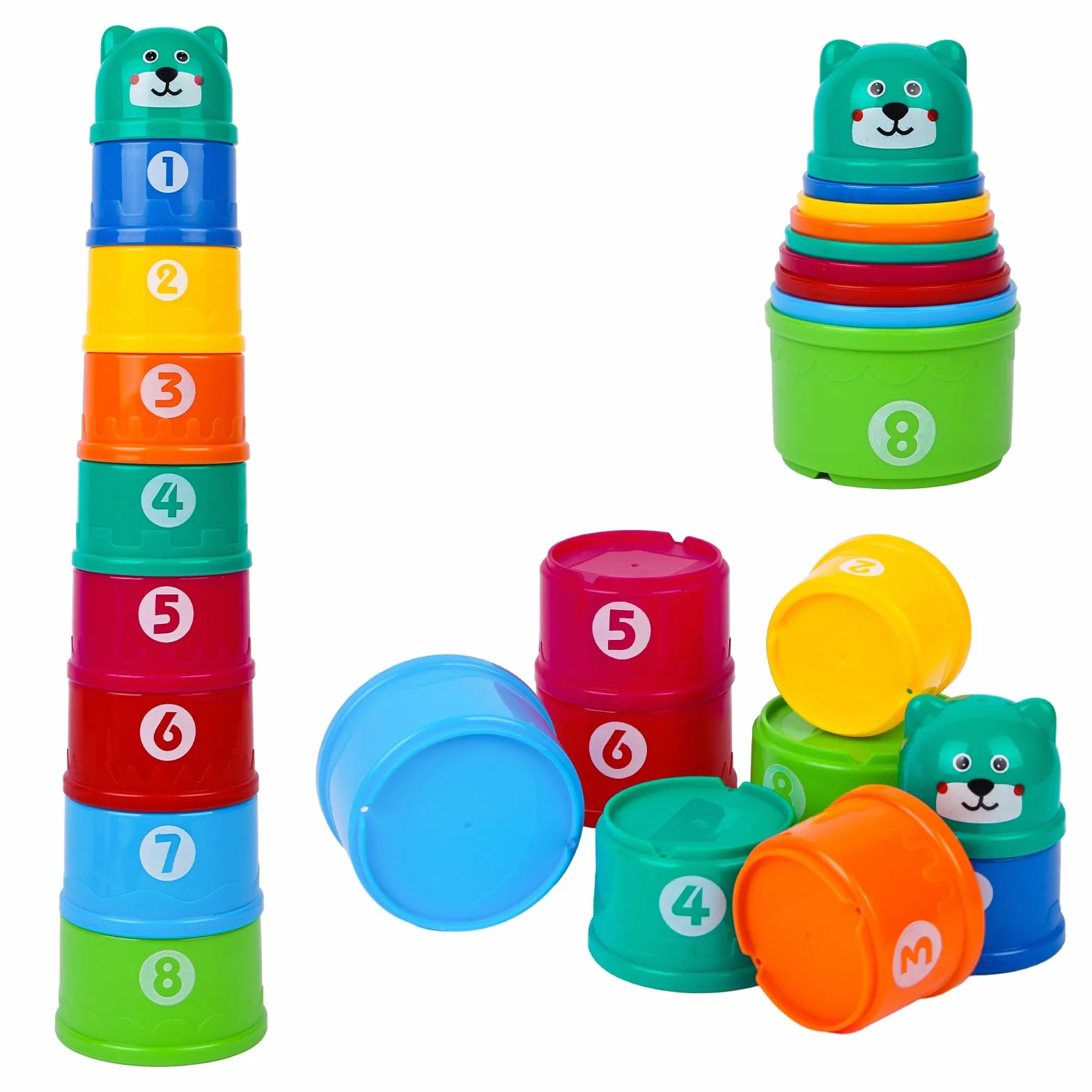 Tasses à Empiler Bébé Lot de 9, Jouets Éducatifs Sensoriels pour 6 Mois Garçons Filles