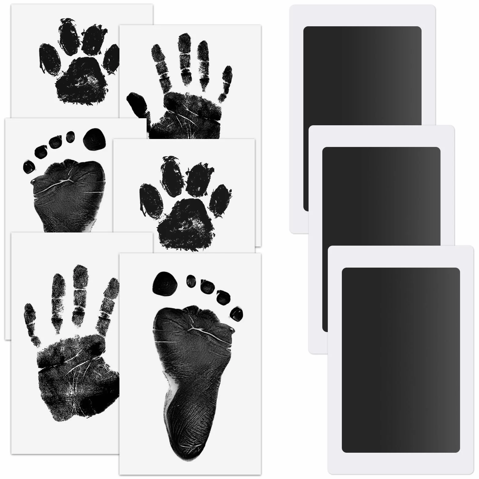 Kit Empreinte Main Pied Bébé, Encre Empreinte Bébé, Animaux, Noir 3 Pièces