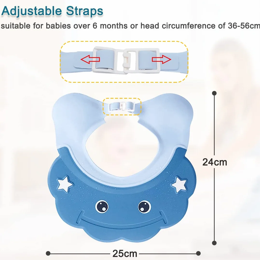 Enfants Shampoing Chapeau Réglable Bonnet de Douche Bébé Visière Bain Casquette Protection Yeux Oreilles Visage