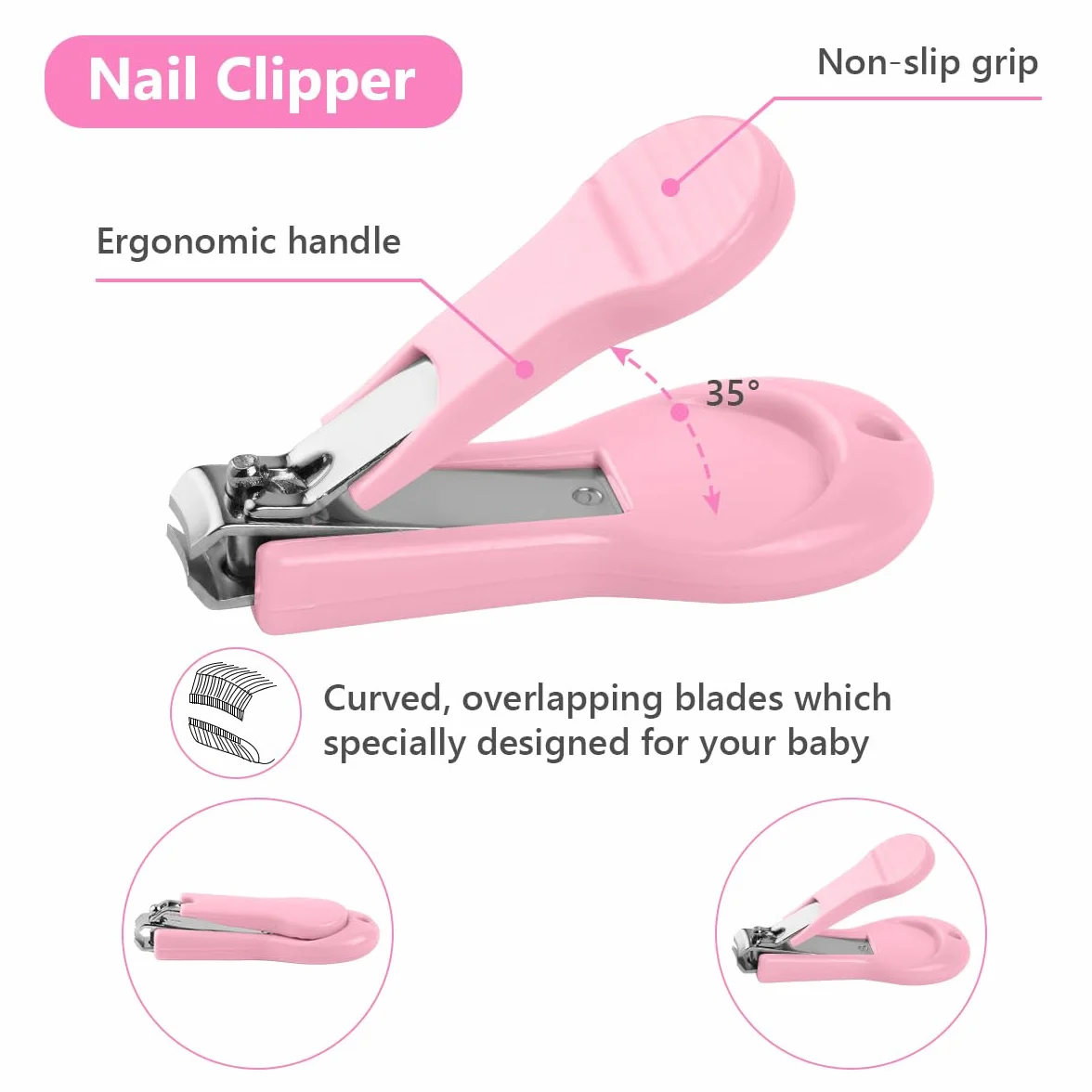 Vicloon Kit Soins des Ongles Bébé 5pcs Coupe-Ongles Ciseaux Lime Pince