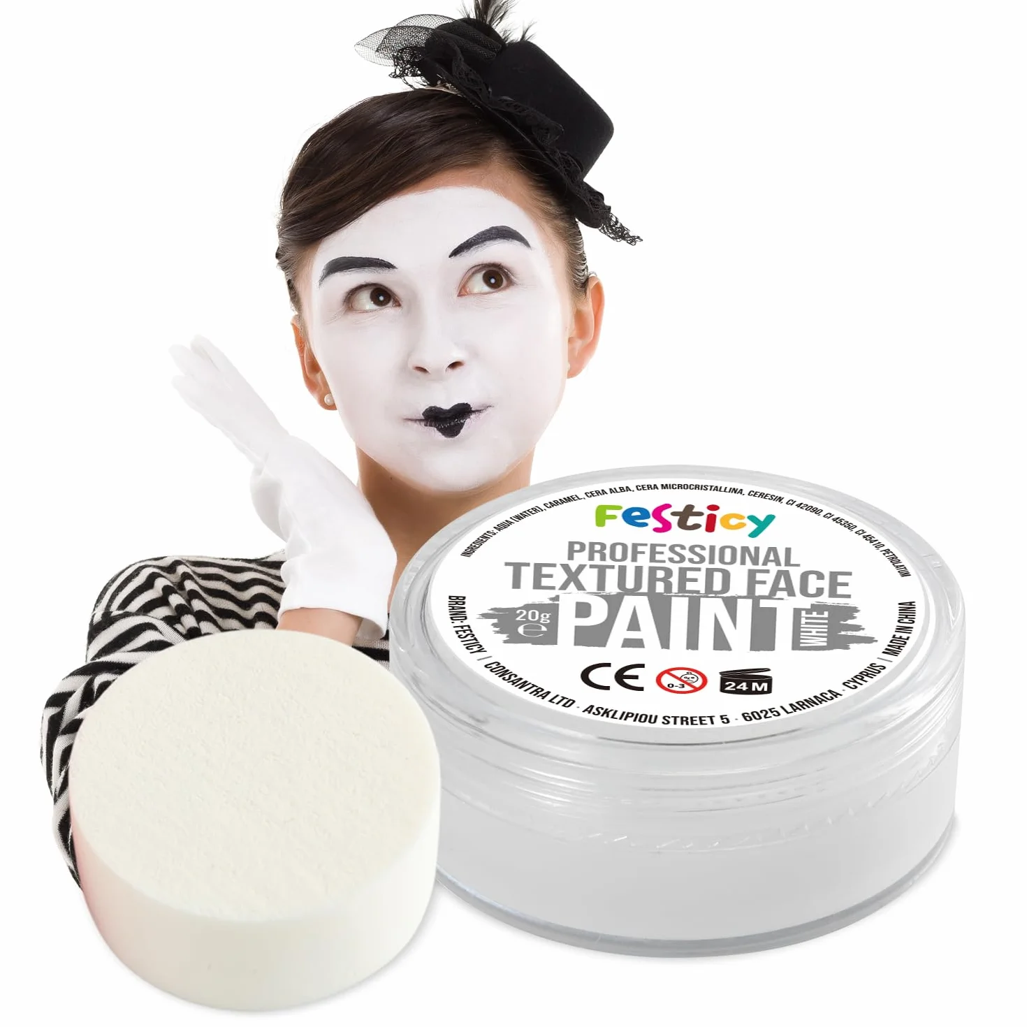 Festicy Peinture Visage Corps Blanche 20g EN 71-3 Reach Maquillage Enfant