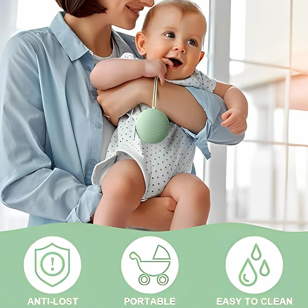 Boîte à tétine en silicone bébé pour 2 sucettes, duo avec anse flexible, vert