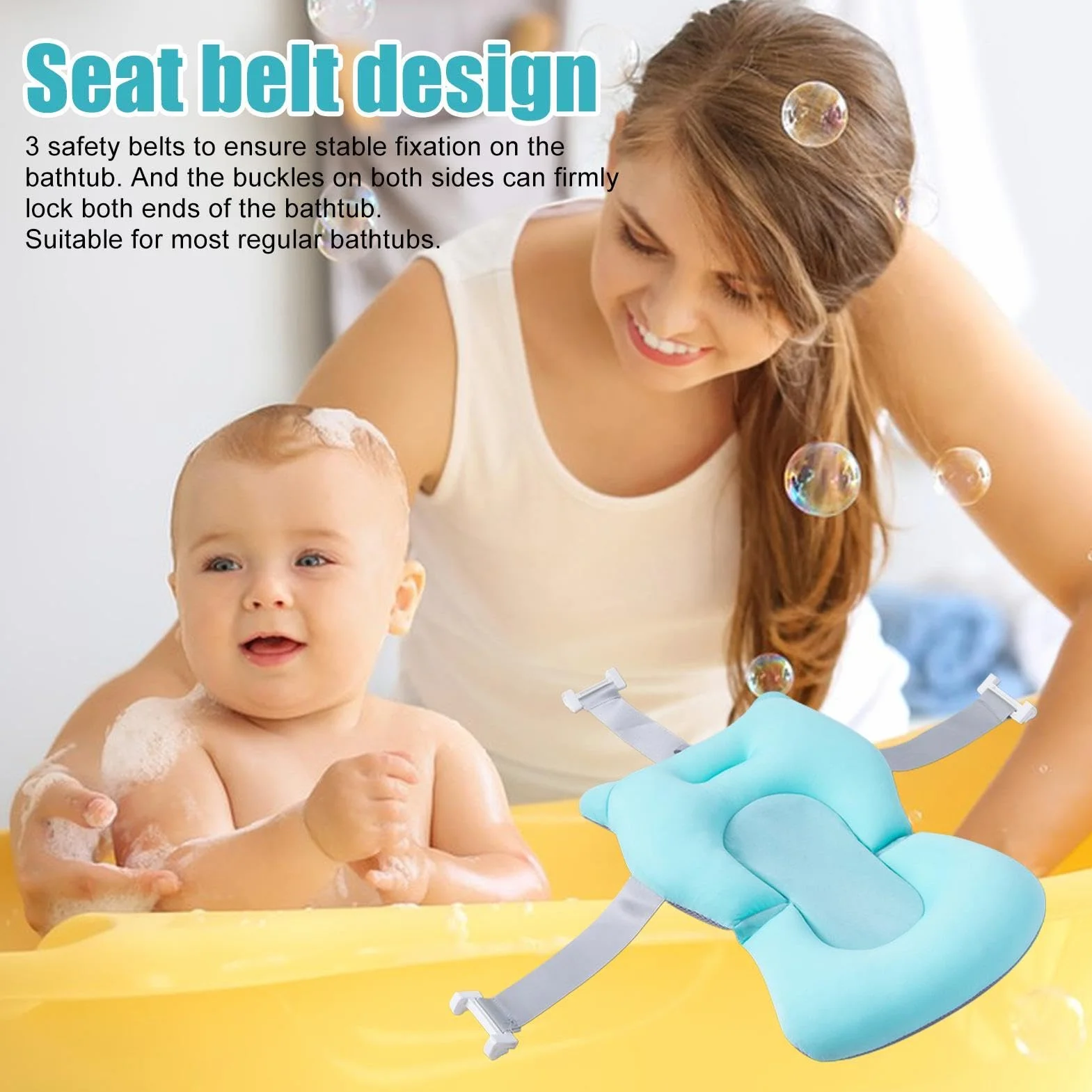 Réducteur De Baignoire Pour Bébé Antidérapant 0-18 Mois 3 Points Fixe