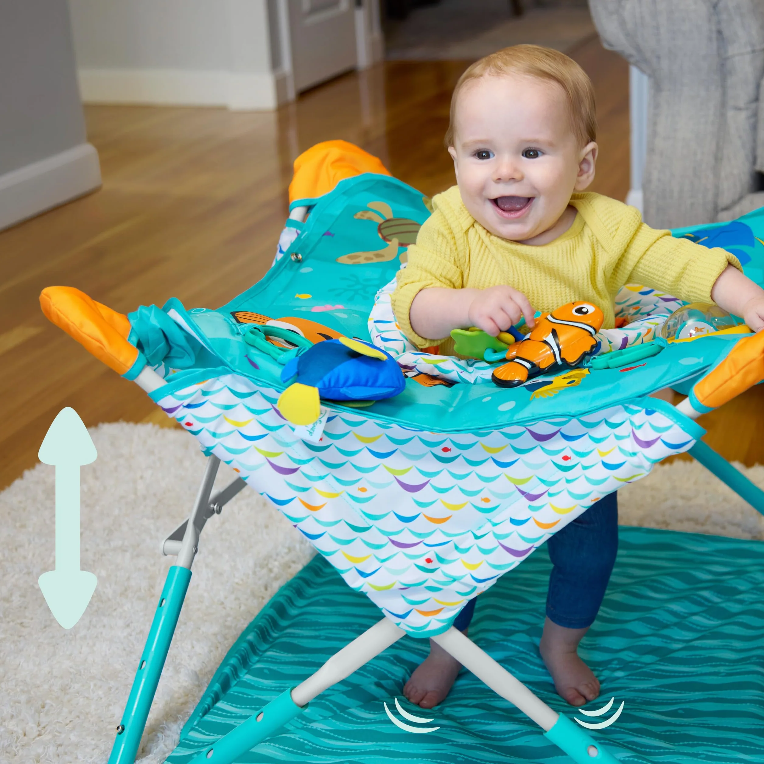Bright Starts Centre d'Activités Pliable Disney Nemo Pop 'N Jump - Intérieur/Extérieur, Portable, 6 Mois+