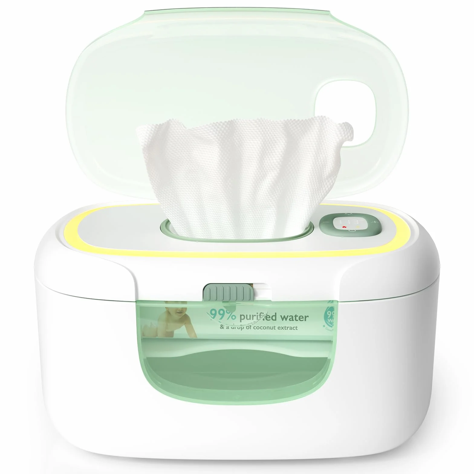 Momcozy Lot de 100 distributeurs de lingettes pour bébé, chauffage rapide 10 min, 4 modes température, design ressort silicone
