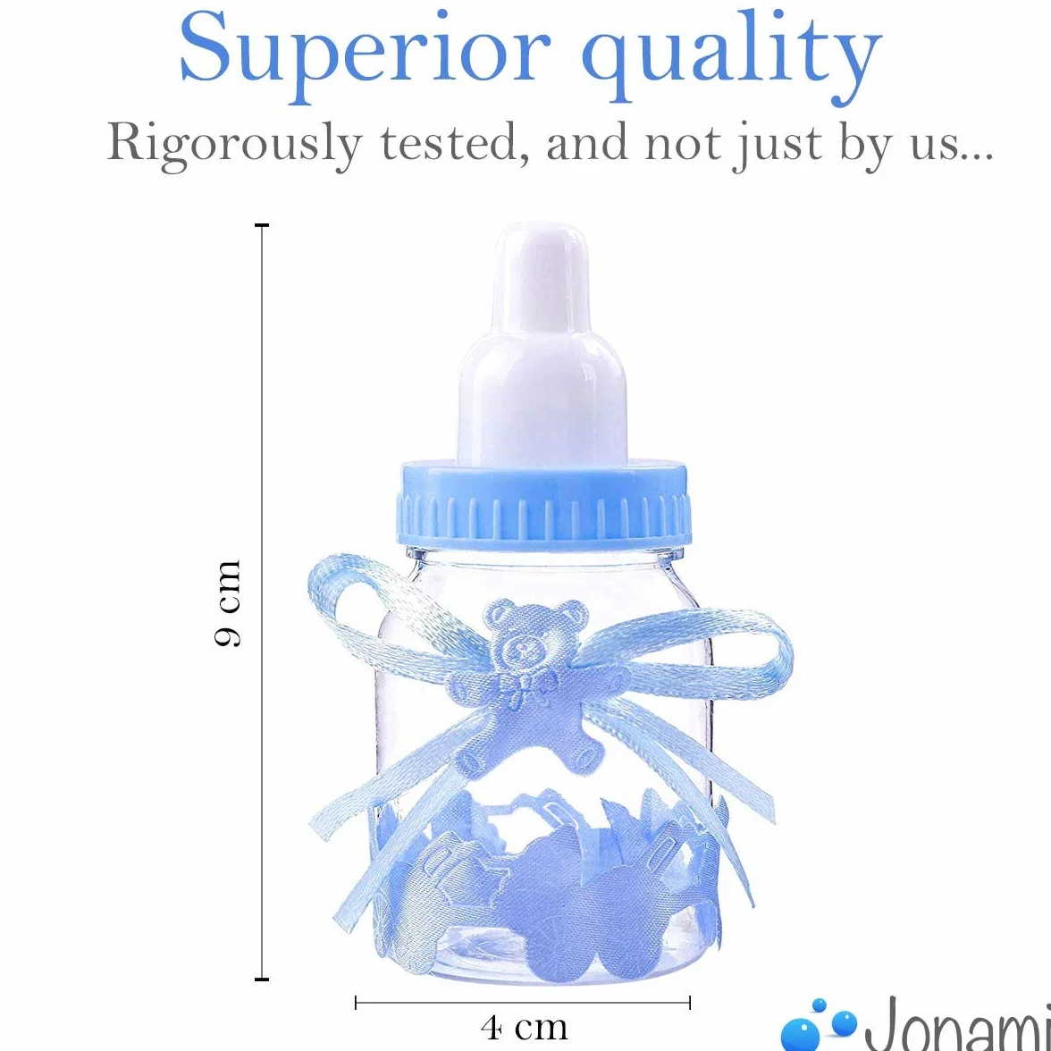 Jonami 18 Bouteille Bonbonnière Bonbons Baptême Bebe Garcon Baby Shower Deco Décoration Fête Naissance Biberon Bleu 4cm