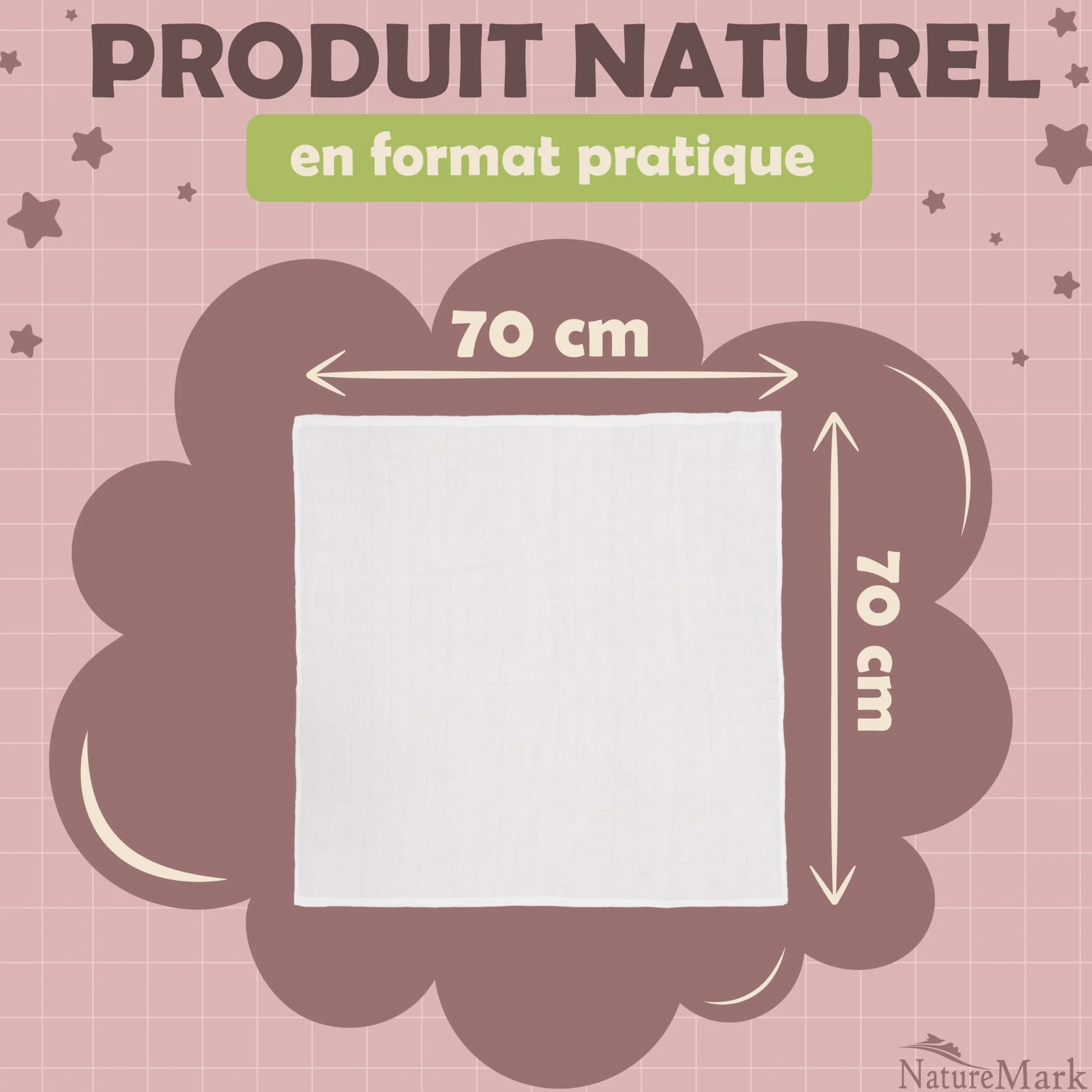 NatureMark Lot de 10 Linges en Mousseline pour Bébé 100% Coton 70x70 cm Blanc