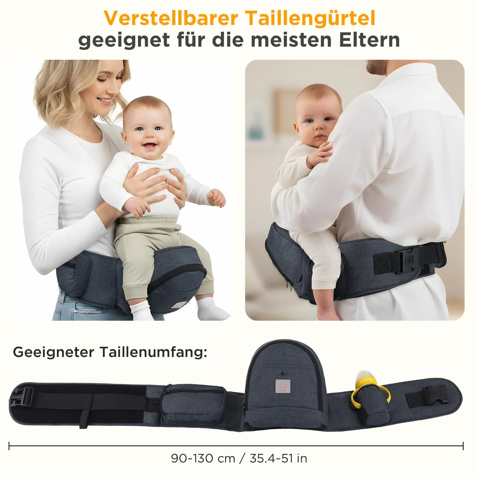GAGAKU Porte-bébé Siège de Hanche Ergonomique pour Enfants 0-36 Mois Gris Foncé