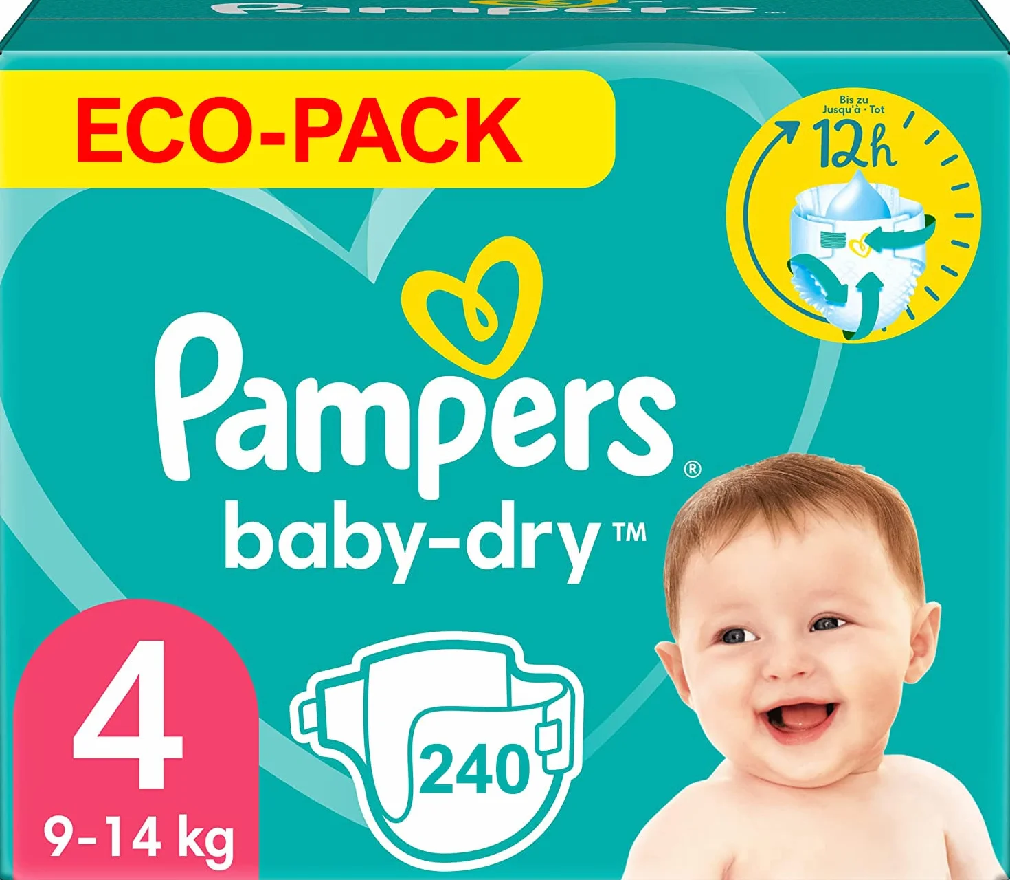 Pampers Baby-Dry Taille 4 240 Couches (9-14 kg)