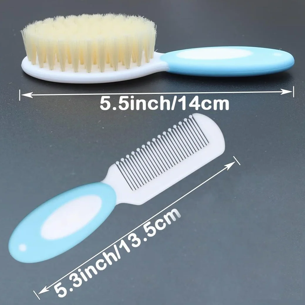 Brosse à cheveux bébé poils naturels doux peigne cadeau fête prénatale bleu