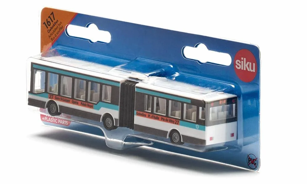 Siku Autobus Articulé À Soufflet Métal Plastique Blanc Turquoise Pneus Caoutchouc Véhicule Jouet Enfants