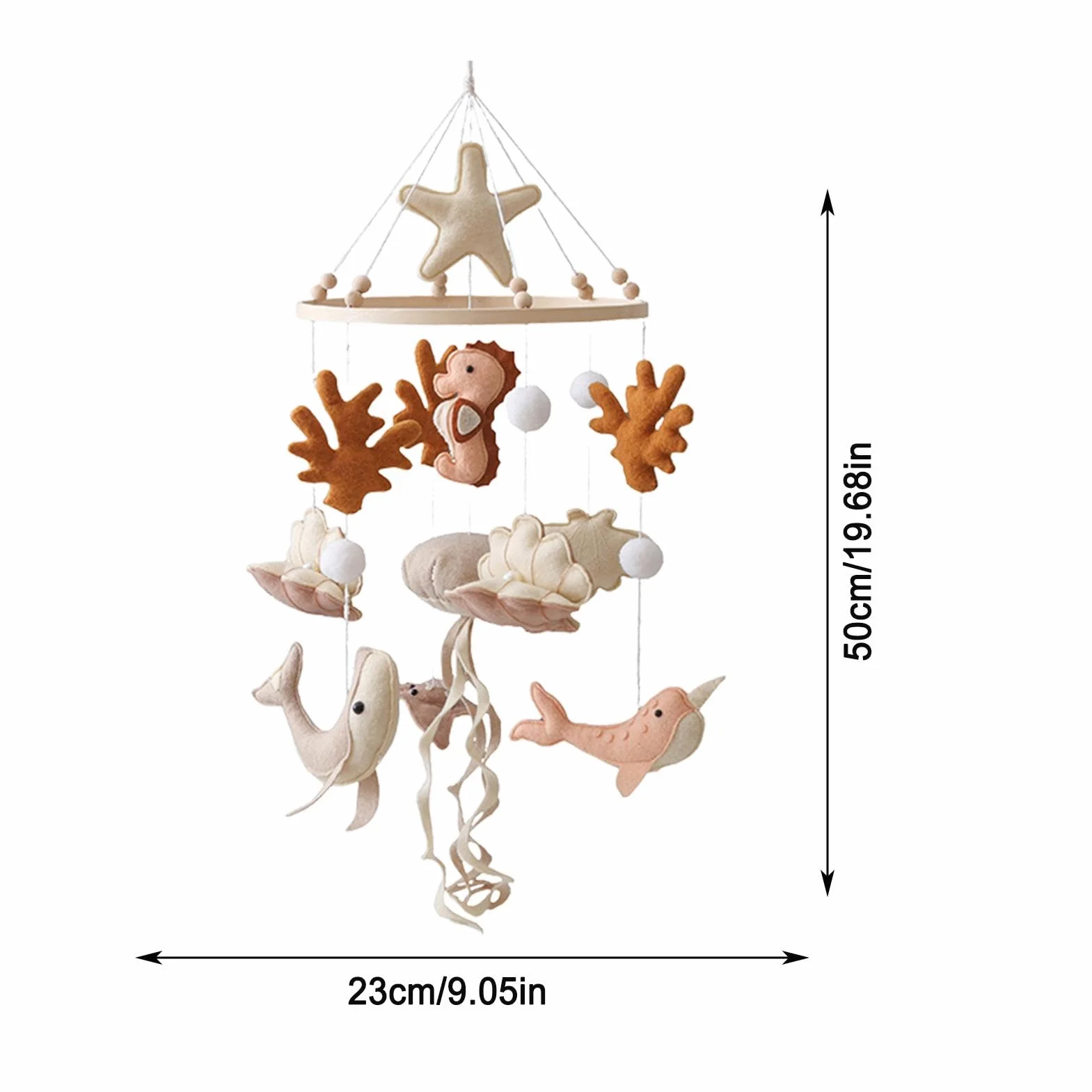 Mobile de Berceau Thème Animaux Marins, Vie Océanique, Accessoire Apaisant Bébé