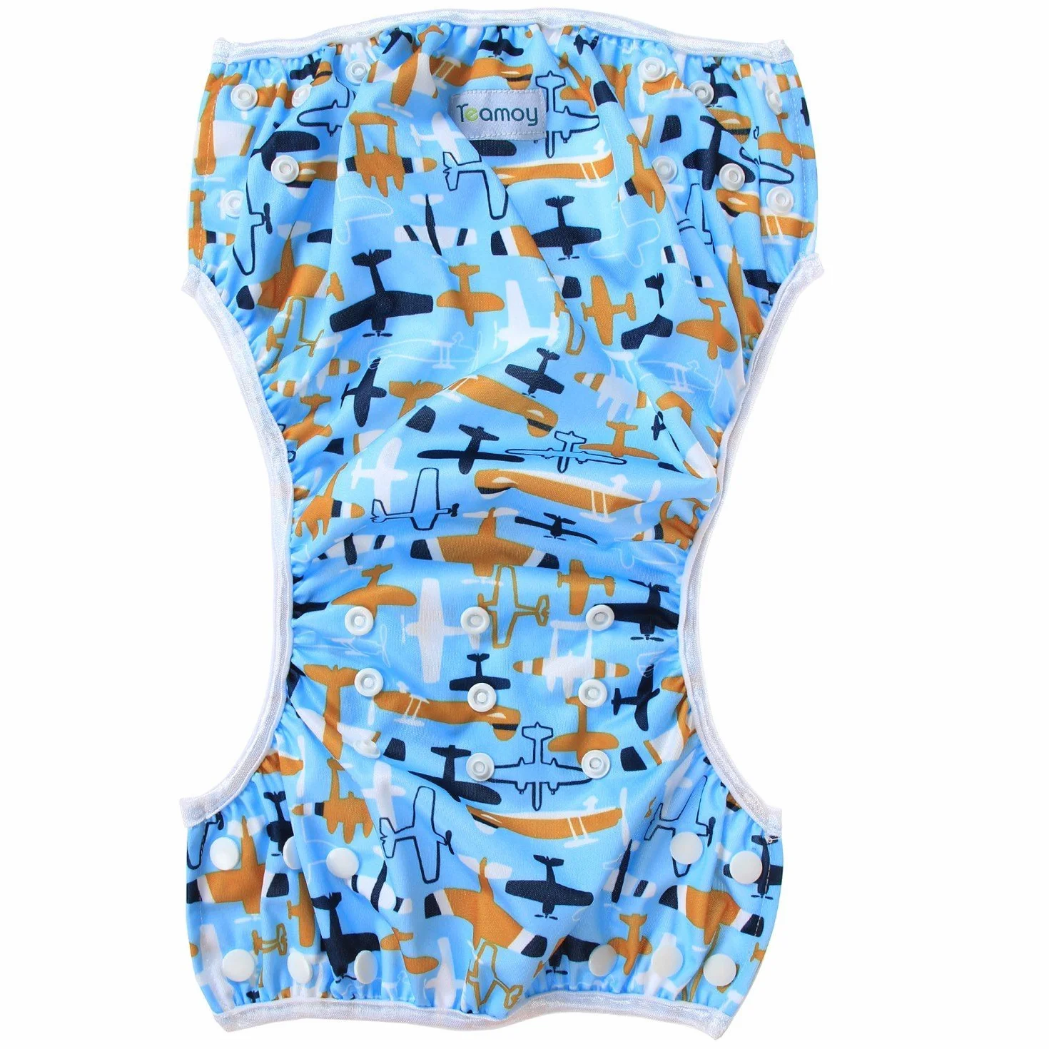 Teamoy Couches de Bain Lavables pour Bébé Jusqu’à 3 ans, Maillot de Bain Ajustable pour Garçons et Filles, Avion + Sourire
