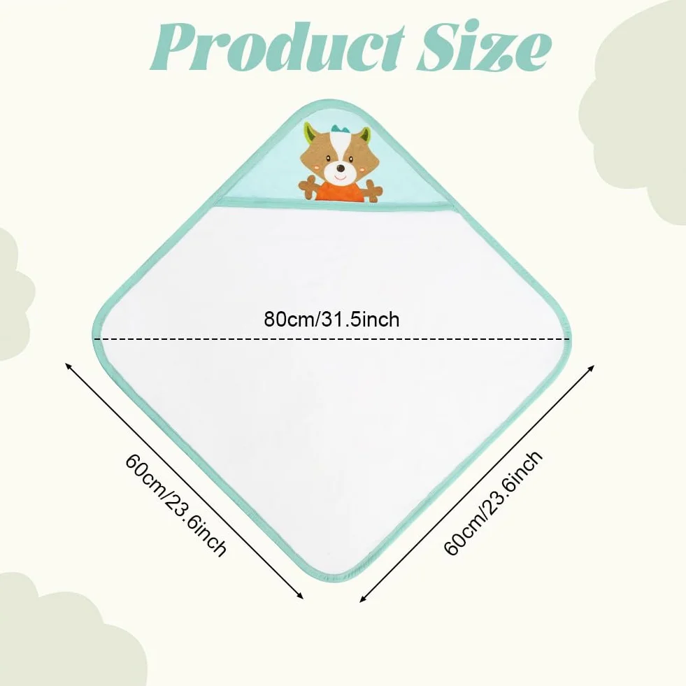 Serviette de Bain avec Capuche Bébé 65 x 65 cm Super Absorbante pour Nouveau-né 0-5 Ans